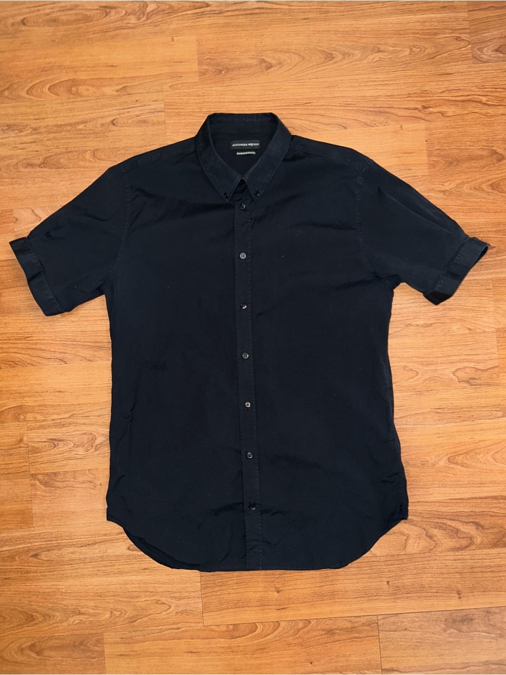 Alexander McQueen button up short sleeve cotton blendBrad Pitt poplin shirt 17+